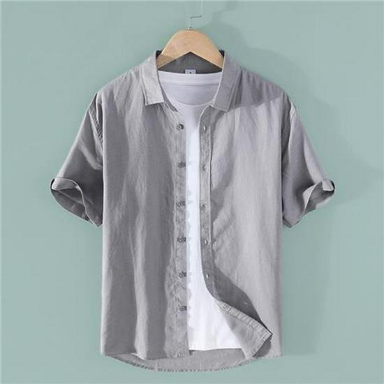 Men's Breathable Linen Shirt - Short Sleeve Casual Summer Top & Long Sleeve White Cotton Option