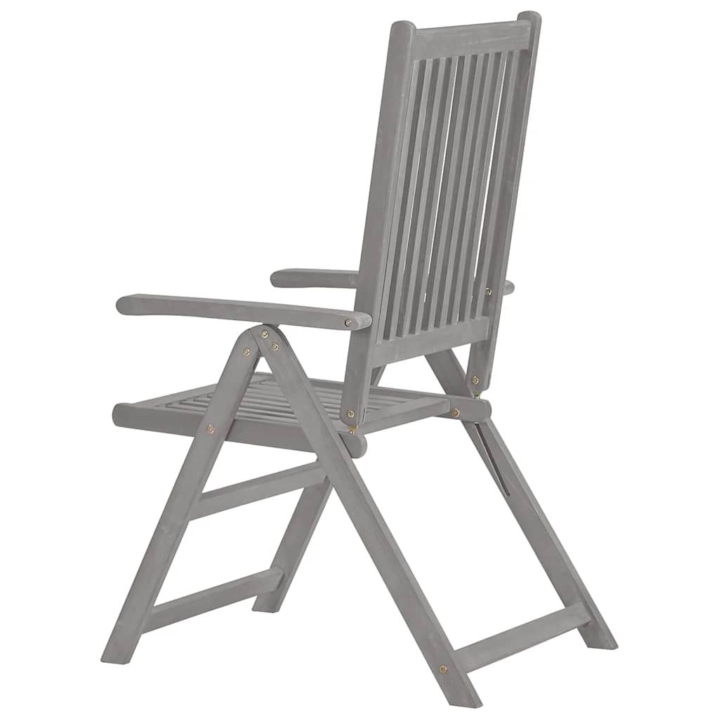 vidaXL 2 Pieces Adjustable Folding Chairs Made of Gray Solid Acacia Wood