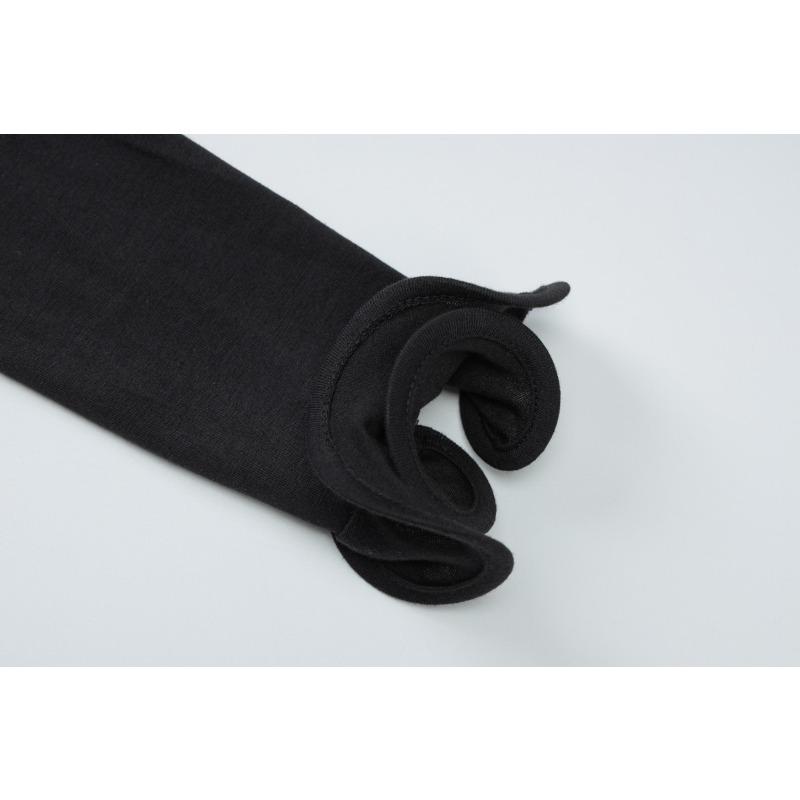 Dámské Sexy Hluboký Výstřih Dlouhý Rukáv Jednobarevné Spice Girl Móda Dvojitě Řasené Dlouhé Šaty