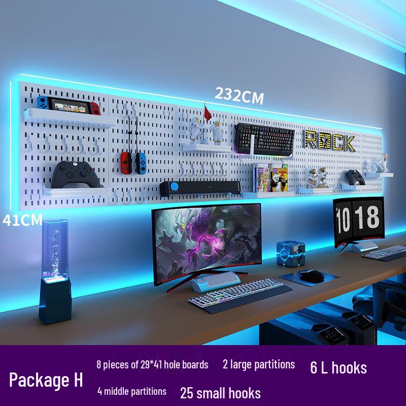 Punch-Free Perforated Board Rack: DIY E-Sports & Study Room Wall Decor for Game Equipment Display