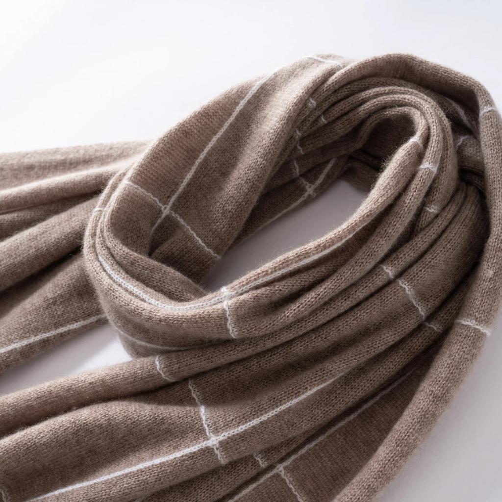 Women's 100% Cashmere Solid Color Scarf Grid Embroidery Neck Face Protection Soft Elegant Muffler Multi-Function Outdoor Shawl