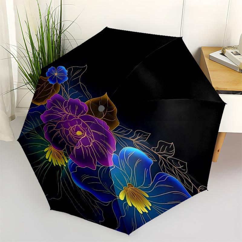 

1pc Floral Night Garden Artwork Umbrella with Plastic Handle,Vibrant Cartoon Pattern,Multi-functional UmbrellaPT115