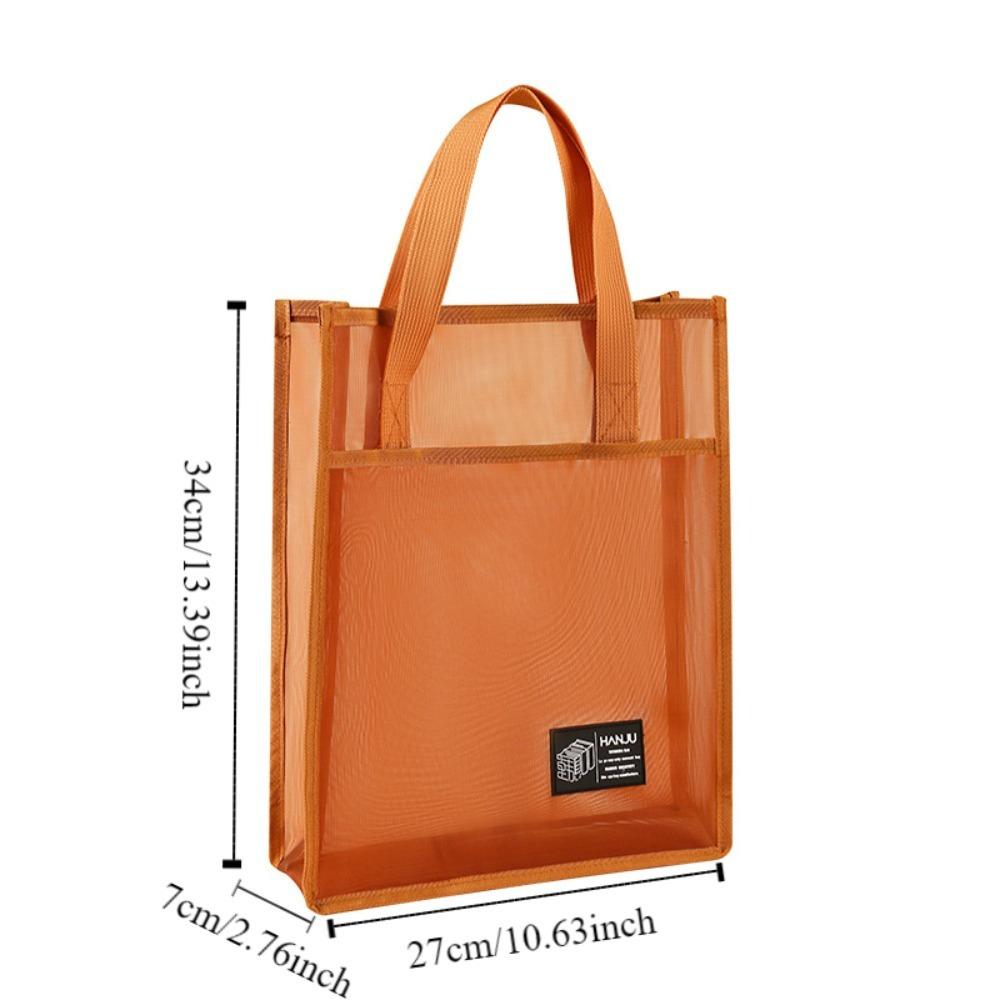 [Meshe Handbag School Shoulder Bag] Solid Color Mesh Handbags Casual Reusable Lightweight Student Book Shoulder Bag School Supplies Large Capacity