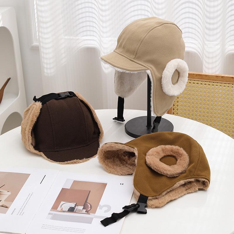 Autumn and winter new velvet ear protection warm deerskin velvet Lei Feng hat male and female students lamb wool cycling flying hat