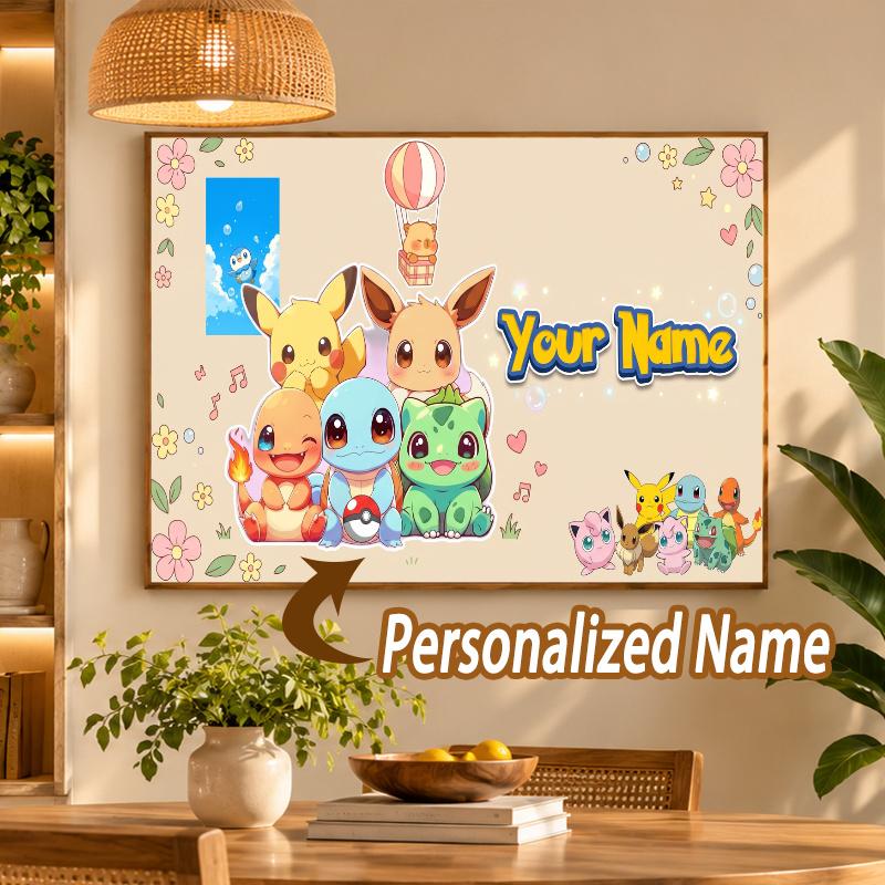 Bulbasaur Charmander Squirtle Custom Name Diamond Painting Personalized 5D Full Drill DIY Diamond Art Home Decor
