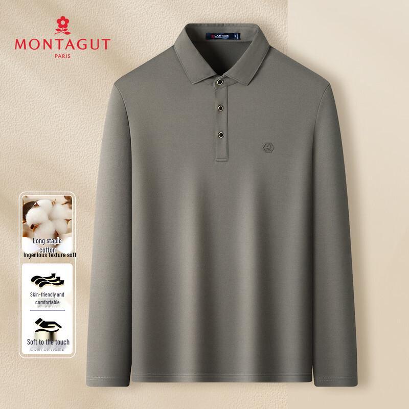 MONTAGUT Men s Long-Staple Cotton 3D Logo Polo Shirt 52