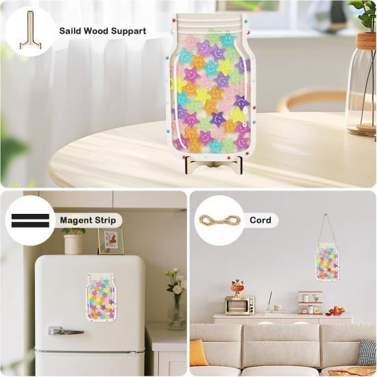 Personalized Magnetic Reward Jar, Star Smile Faces Jar with Colorful Letter Stickers, School Awards and Incentives Supplies for Teachers, Classroom