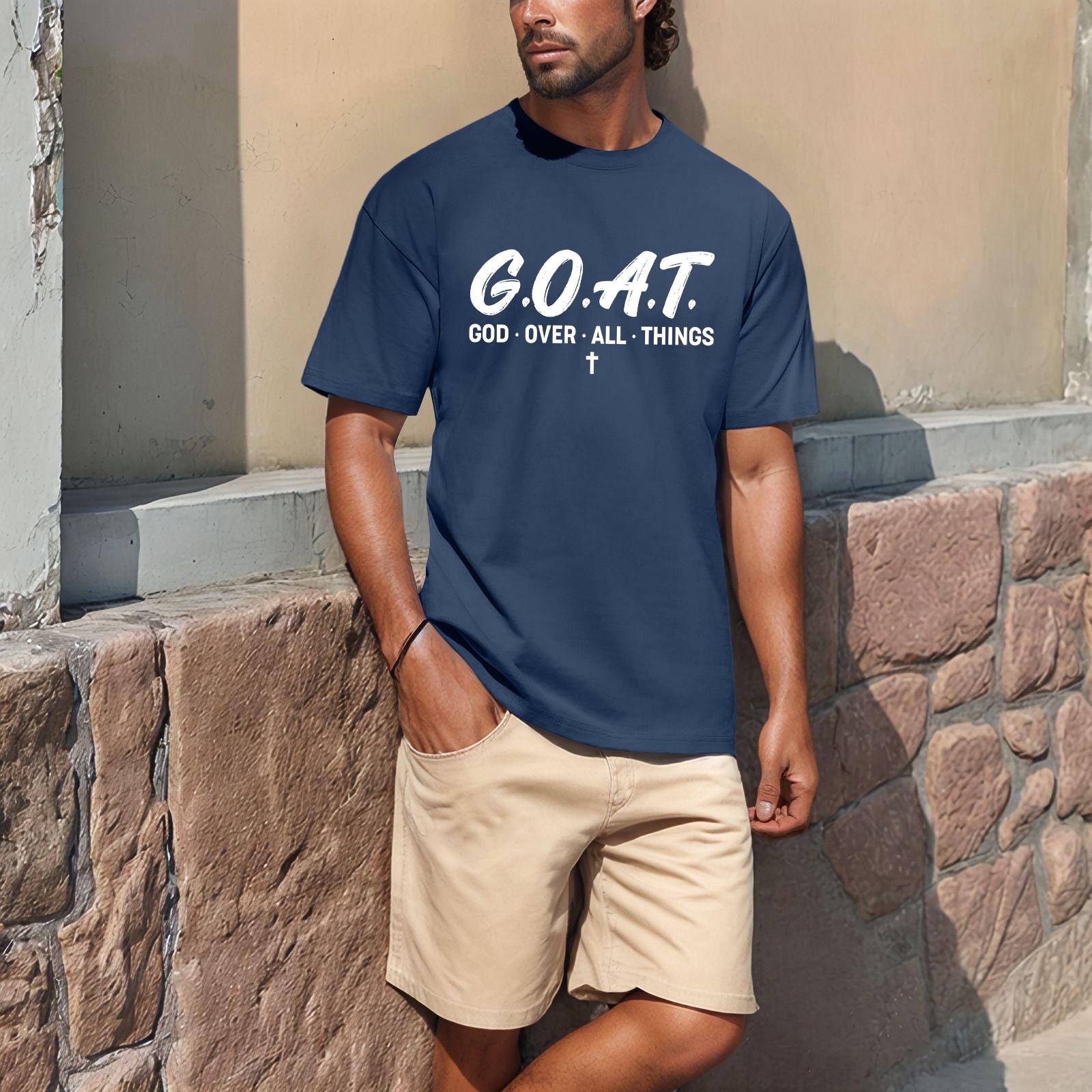 

Мужская популярная футболка с принтом, круглым вырезом и коротким рукавом M тёмно-синий