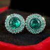 New Hong Kong Style Full Diamond Round Stud Earrings for Women - European & American High-End Hollow Design, Innovative and Stylish Jewelry