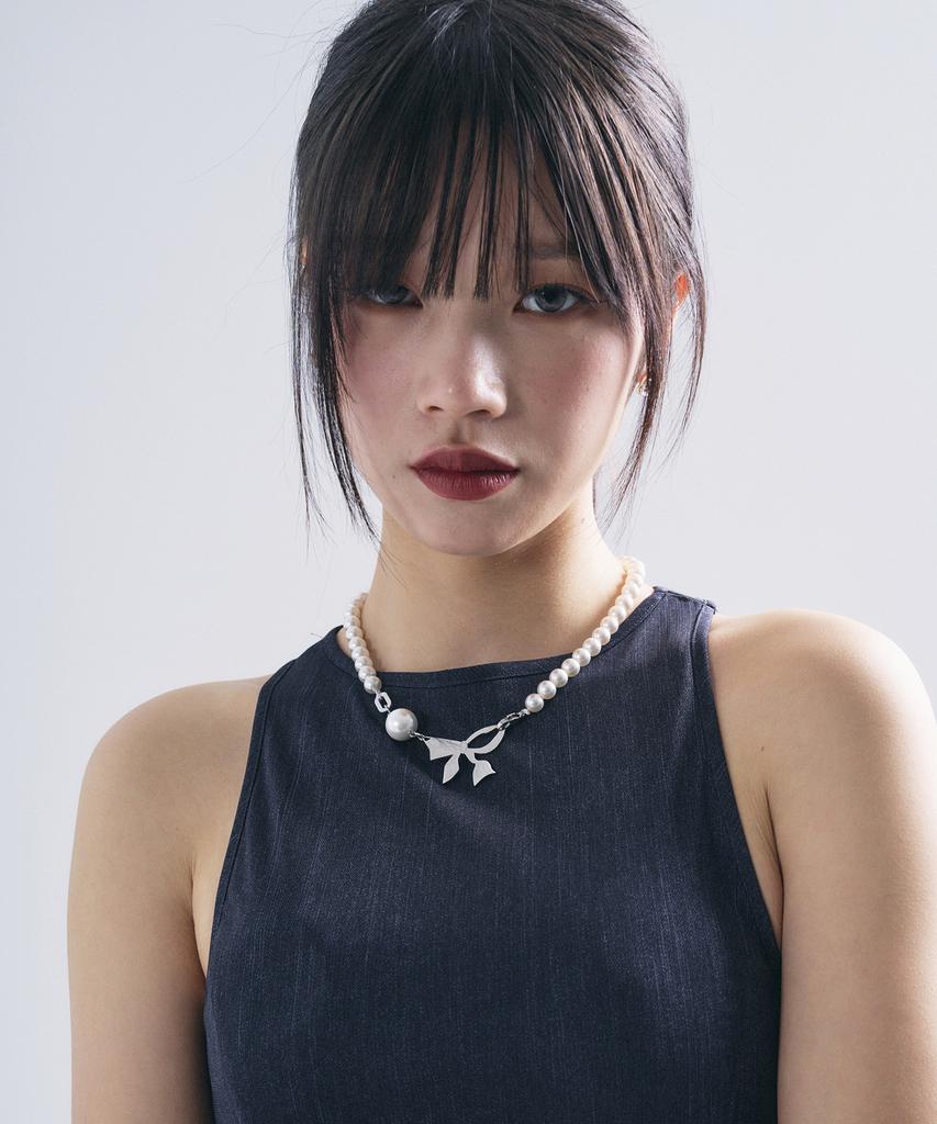 Sentiments No.437 Pearl Ribbon Necklace