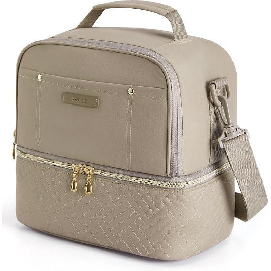 TOURIT Lunch Bag Women Double Deck Lunch Box Insulated Lunch Cooler for Women Men Work, Pink Medium