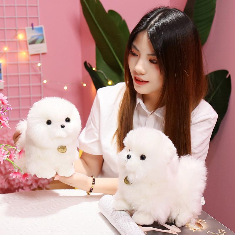 Lifelike Pomeranian Plush Toys Simulation Puppy Kawaii Teddy Dog Stuffed Animals Dolls Cute Birthday Gift Present for Children