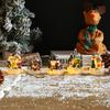 Christmas Cartoon Glowing Small House, Santa Claus, Snowman Miniature Landscape Resin Figurine, Christmas Decoration Item