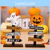 Decorative Wooden Pumpkin And Ghost Figurines For Spooky Halloween Home Ambiance