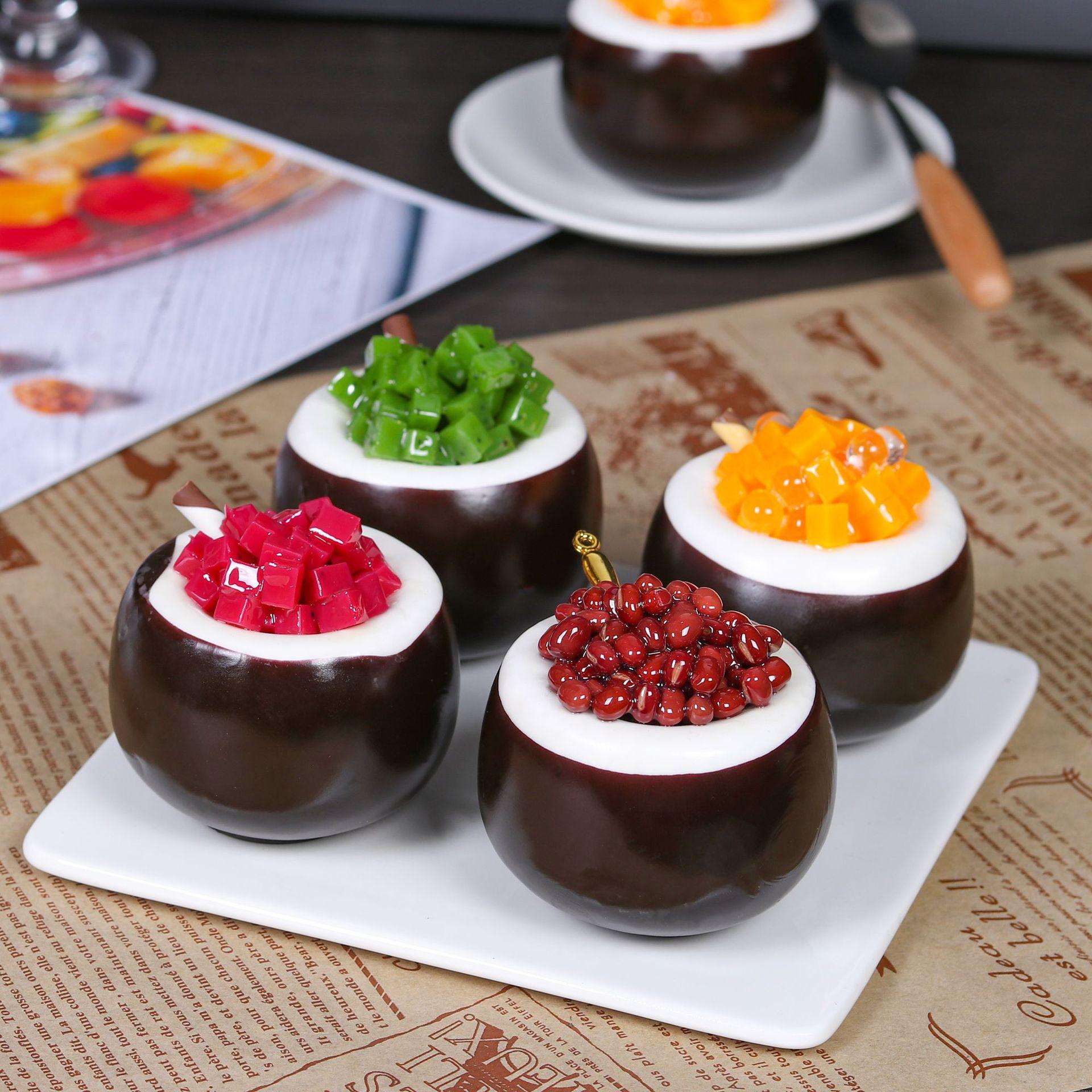 

4PCS Mix Simulated Cake Dessert Coconut Fake Fruit Cake Fake Food Model Ornament Home Decoration Photography Props Food Samples