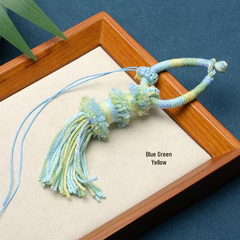 Tibetan Hand-Woven Gradient Cotton Tassel Ring for Hanging Bags and Vehicles