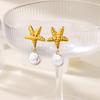 Fashion Niche Starfish Shell Design Exquisite Pearl Stainless Steel Earrings Light Luxury Versatile Seaside Jewelry New Products