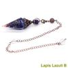 Antique Silver Seven Chakra Crystal Pendulum with Semi-Precious Chips and Resin Hexagonal Cone Pendant