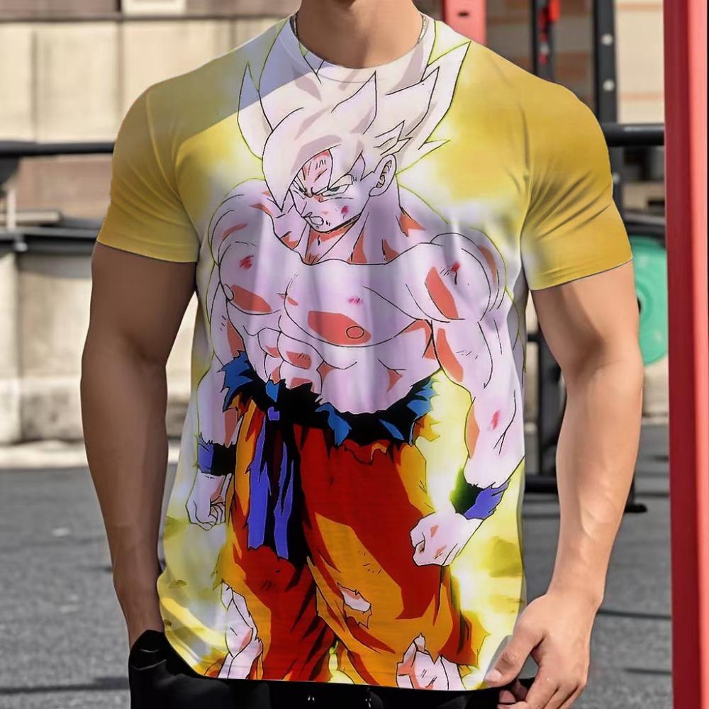 Dragon Ball Tops Anime Figures Son Goku Super Saiyan Boys Clothes Summer Short Sleeve