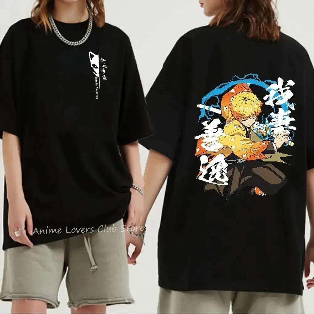 Japanese Anime Demon Slayer Graphic Print T Shirt Summer Oversized Men T-Shirt Fashion Casual Women Crew Neck Short Sleeve Tees