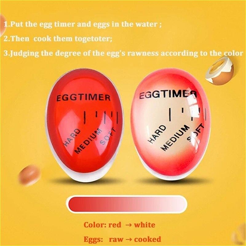 Egg Timer&Alarm Clock for Kitchen - Perfect Soft/Medium/Hard Boiled Eggs Decorative Cooking Tool with 3-Stage Doneness Indicator