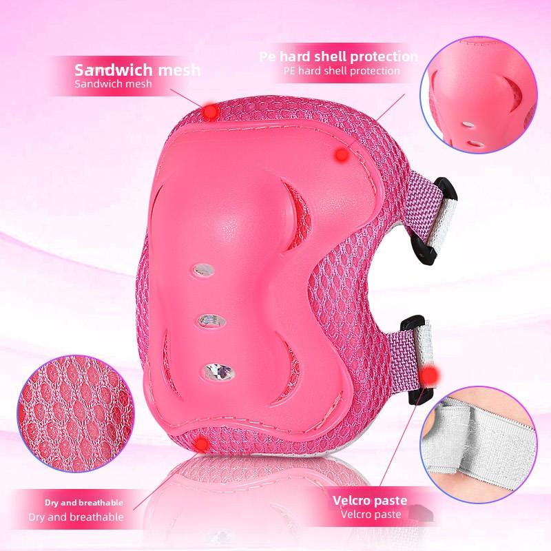 Children's Protective Gear 6-piece Set Knee Pads Elbow Pads Palm Pads Cycling Roller Skating Protective Gear Set