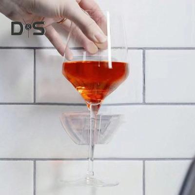 Wall Hanging Wine Glass Holder Easy To Use Spill-Proof Design Traceless Adhesive Stylish Bathroom Organizer for Red Wine Cups