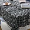 Kitchen Dinning Room Wrinkle Free Tassel Indoor and Outdoor Exquisite Fabric Cotton Linen Rectangle Tablecloths
