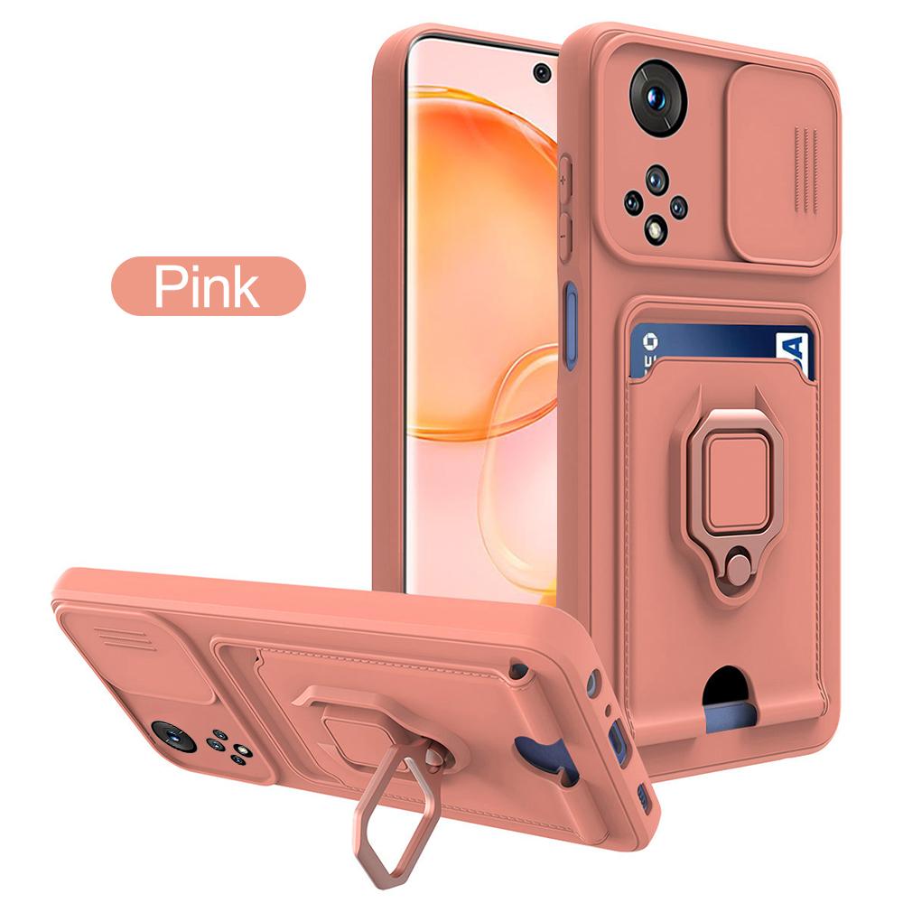 Slide Camera Lens Protection Case For Honor 50 6.57inch Card Slot Stand Holder Magnetic Cover For Huawei Honor Honer Honar 50