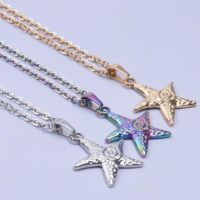Star Necklace Y2K for Teen Girls Women Starfish Pendant Summer Jewelry Starfish Ocean Sea-Life Necklace Clavicle Chain