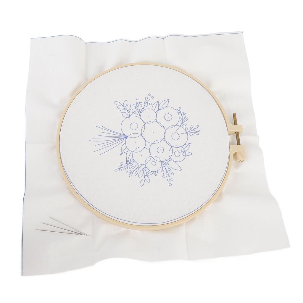 Kit de Începător pentru Broderie Florală Șurub Reglabil Cercuri de Broderie cu Model Imprimat și Instrumente de Înfilare f
