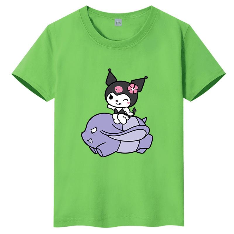 Sanrio Family CUTE Kurumi Cute Printed Childrens TShirt Roundneck Pure Cotton Family Clothing for Parents and Children