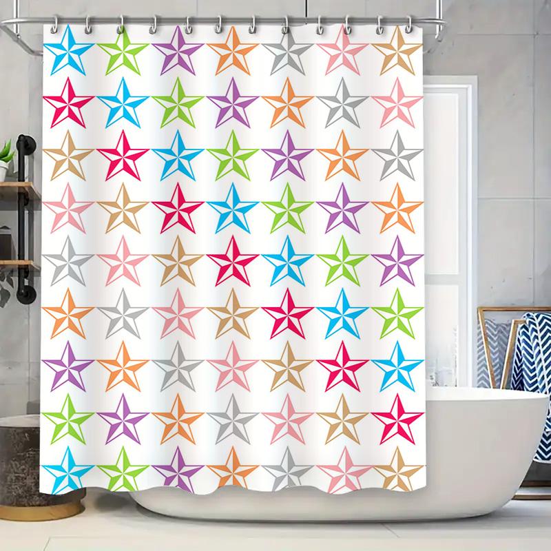 

Star Shower Curtain Waterproof Fabric Rainfall Pattern Decorative Bathroom Accessories 3D Print Multicolor Home Decoration Windo W60H190(CM)-1 Pcs