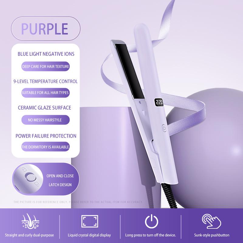 Compact Dual-Use Ionic Hair Styler: Straighten & Curl with Portable Splint Curler