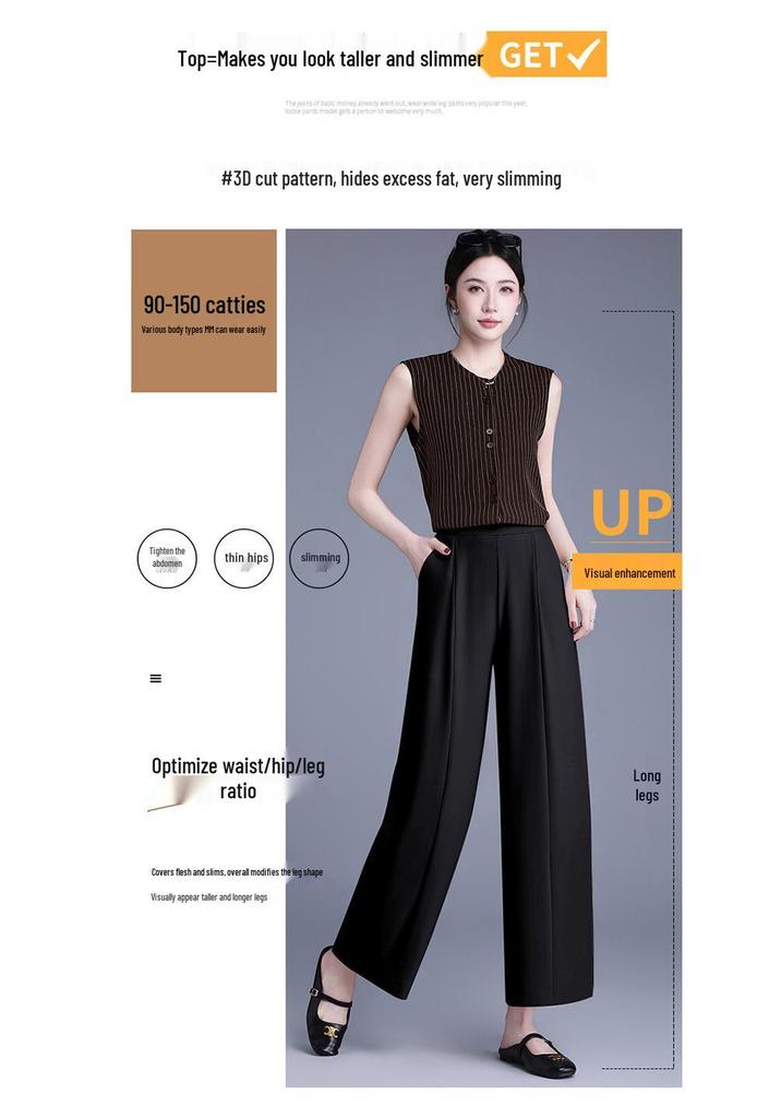 Spring 2026 Elegant Casual High Waist Wide Leg Pants for Middle-Aged and Elderly Women