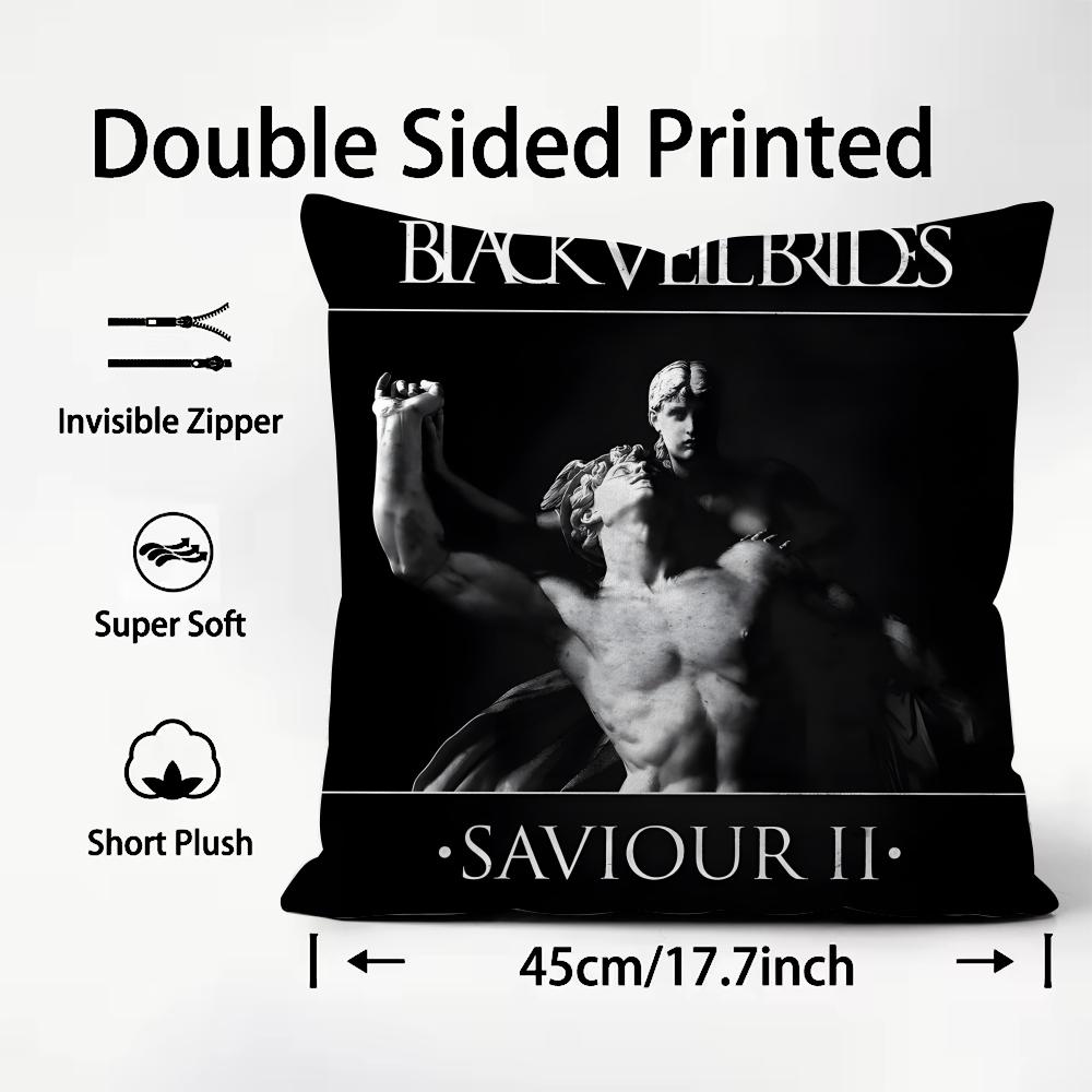 Black V-Veil B-Brides Band Cushion Cover Pattern Printed Pillowcase for Living Room Sofa Cushion Cover & Bedroom Decor