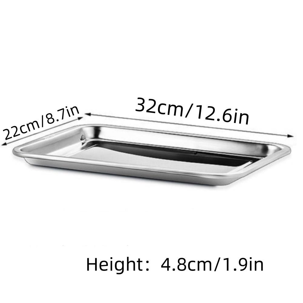 1pc Large square stainless steel plate, rectangular steaming rice plate, barbecue plate, commercial and household iron plate, di