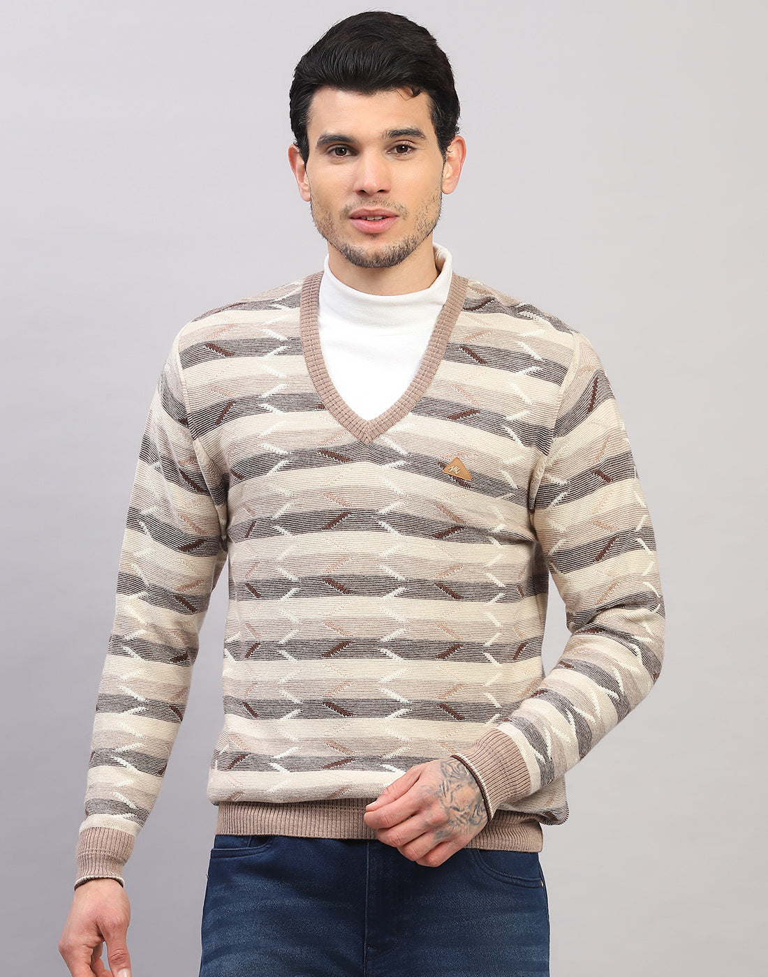 Monte Carlo Mens Regular Fit Self Designed Pullover M