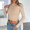 Autumn Fashion Slim Long Sleeve T Shirt Women Solid Color Round Neck Top Wear Inside or Outside