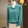 Elderly Women's Pure Wool Knitted Cardigan, Loose Plus Size Outerwear for Spring and Autumn