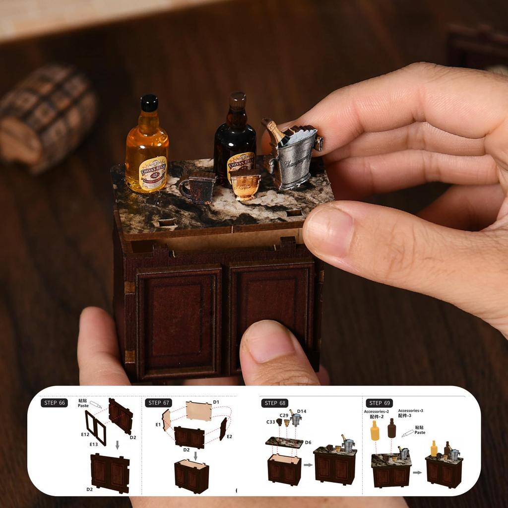 CRESYMME Miniature House Dollhouse Book Nook Wooden DIY 3D Hobby Handmade Tavern On the Kit, (Little Corner)