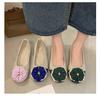 Women's Plus Size Bow Flower Color-block Square-toe Flat Shoes