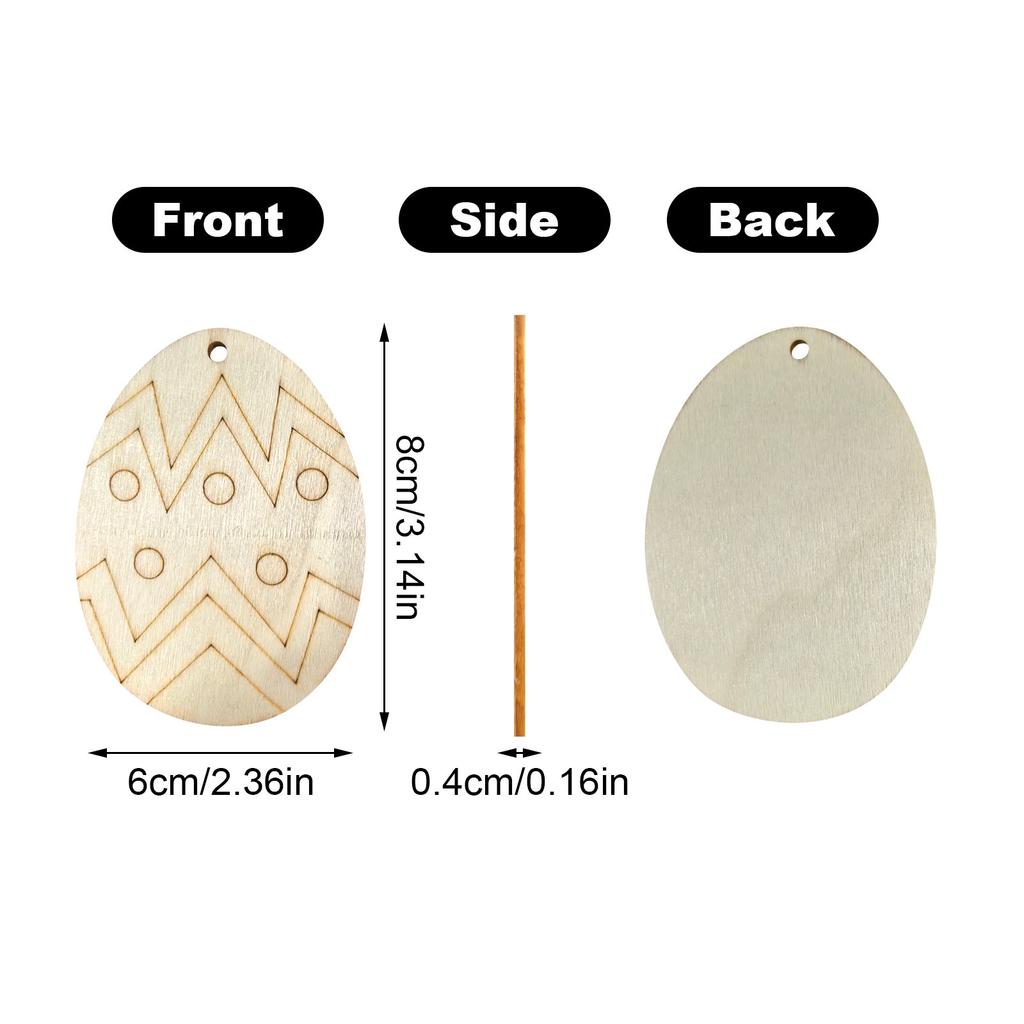 Wooden Easter Egg Ornaments, Easter Holiday Party Decorations, Colorful Paintings, DIY Handicrafts, Hanging Ornaments 20ml