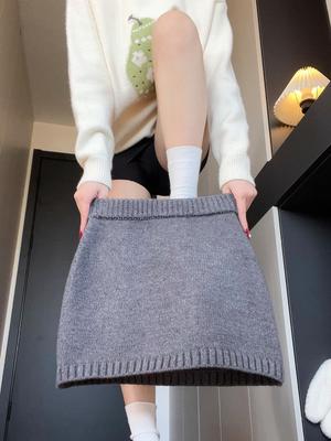 Damen Herbst/Winter Gestrickter Bodycon A-Linien-Rock - Schlankmachend, Warm und Stilvoll