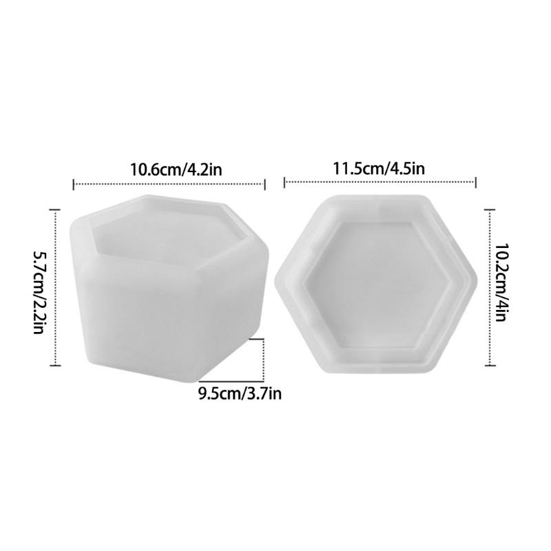 Storage Box Mold Hexagon Silicone Mold DIY Aromatherapy Gypsum Candle Jar Jewelry Box Epoxy Resin Molds Home Decorations