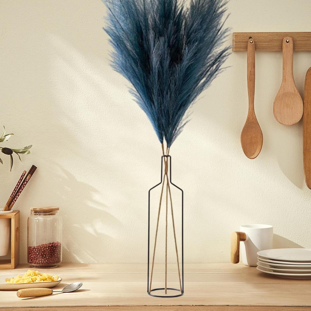 Geometry Shape Metal Vase Frame Stand for Branches, Wheat Decorative Multifunctional 9x9x42cm Iron Art Frame Tabletop Ornament