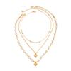 Salircon Exquisite Imitation Pearl Love Heart Pendant Necklace Women Multilayer Trendy Elegant Metal Clavicle Chain Y2K Jewelry