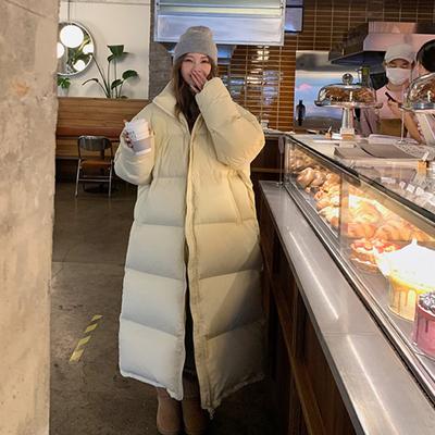 2023 New Winter Thick Warm Long Down Jackets Women Loose Stand Collar Scarf Puffer Loose Cotnto Thickened Bread Jacket Coats Trendy Female Parkas