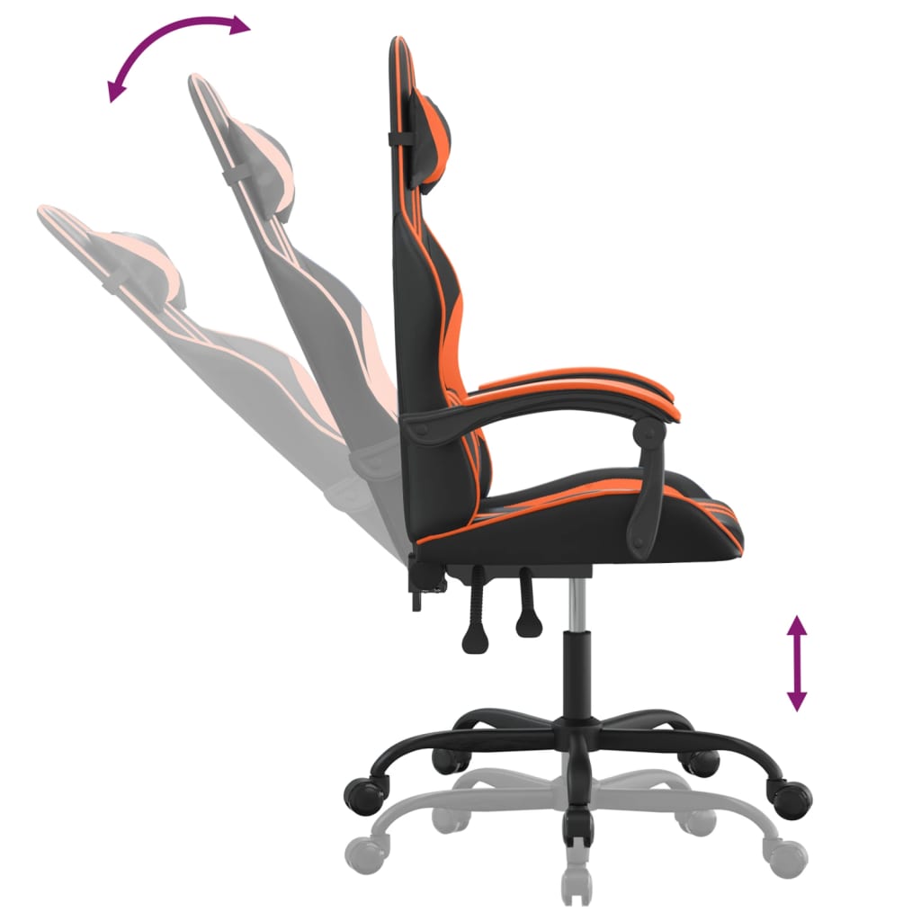 Gaming Chair Swivel Black and Orange Artificial Leather