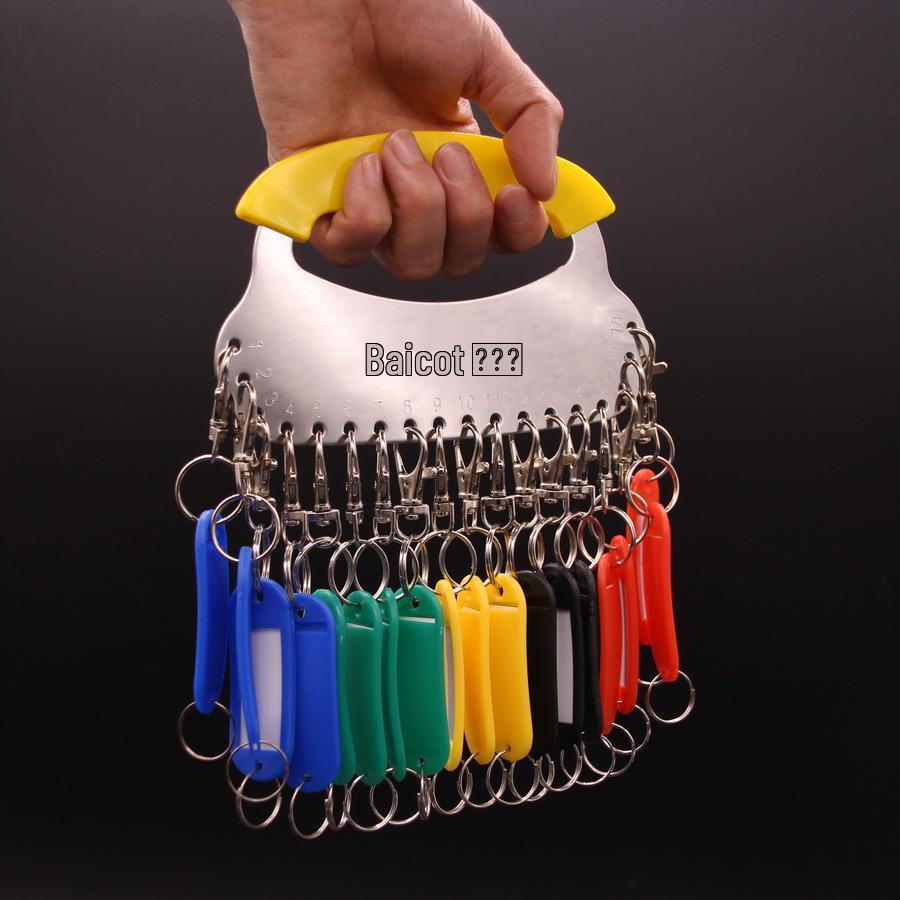 Stalowy Organizer na Klucze z Tablicą do Pisania, Brelokami do Kluczy i Żelaznym Pierścieniem